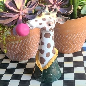 Giraffe Blowing Bubble Gum Vase. 8.5" tall x 4" wide